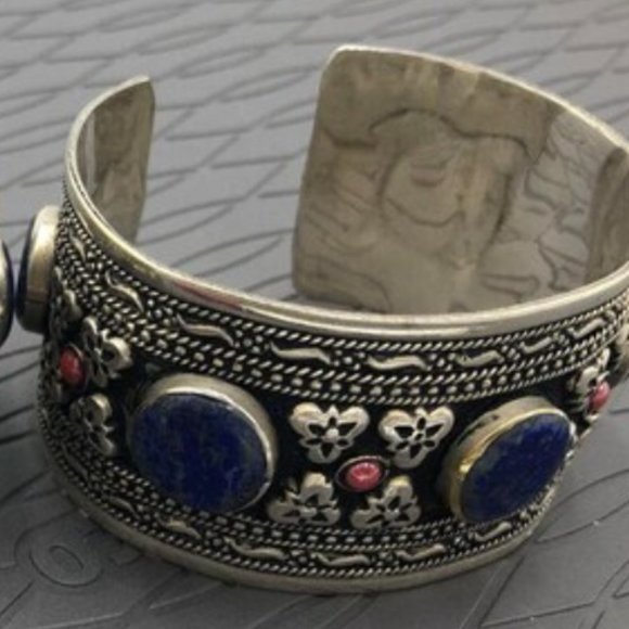 Single Afghani Vintage Stones and Beads Cuff Bracelets, Handcrafted Bracelets, - Picture 6 of 8